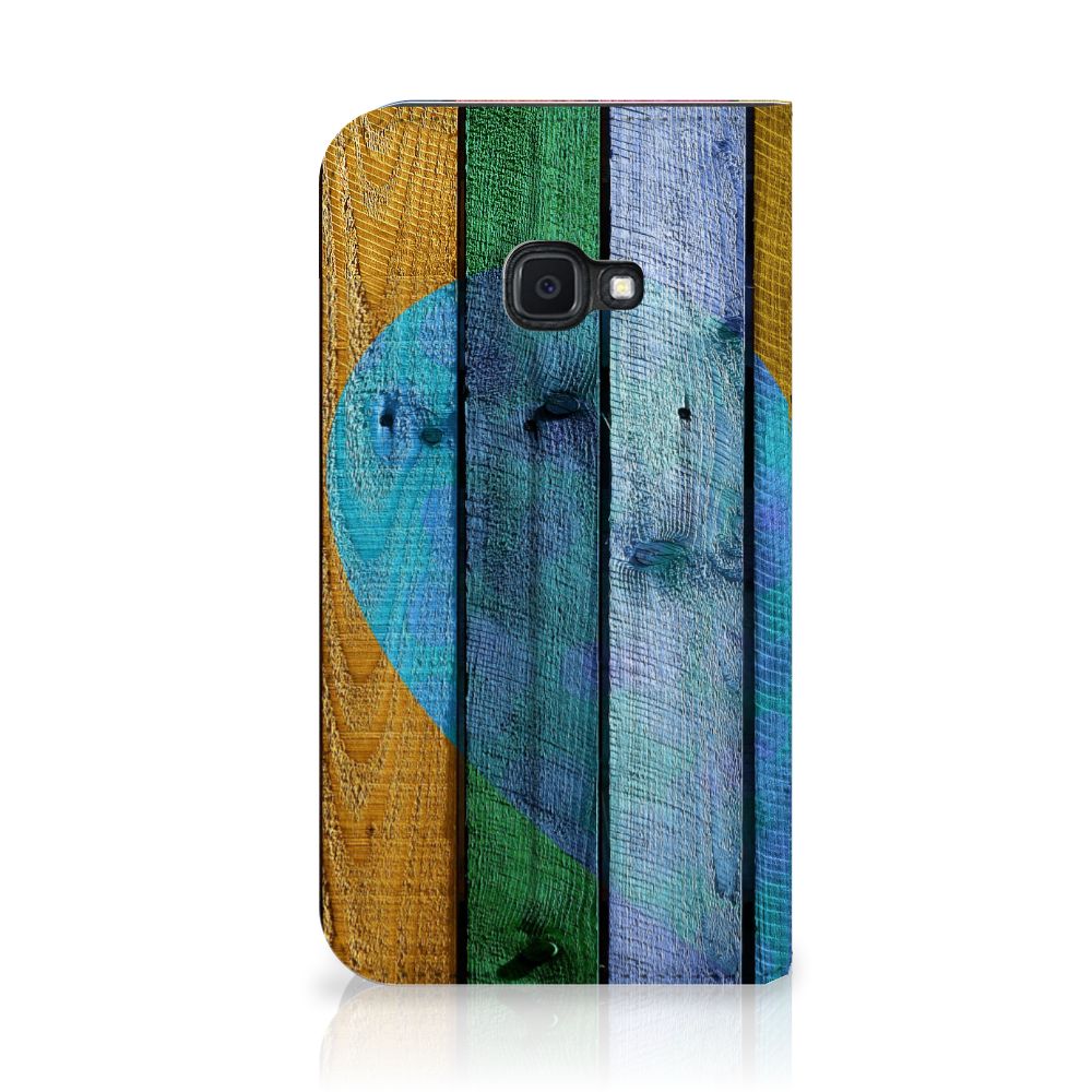 Samsung Galaxy Xcover 4s Book Wallet Case Wood Heart - Cadeau voor je Vriend