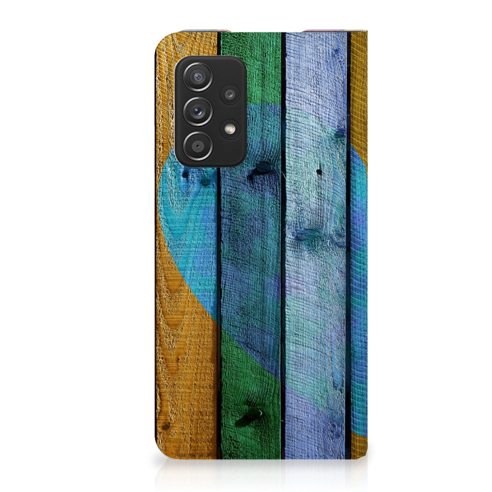 Samsung Galaxy A52 Book Wallet Case Wood Heart - Cadeau voor je Vriend