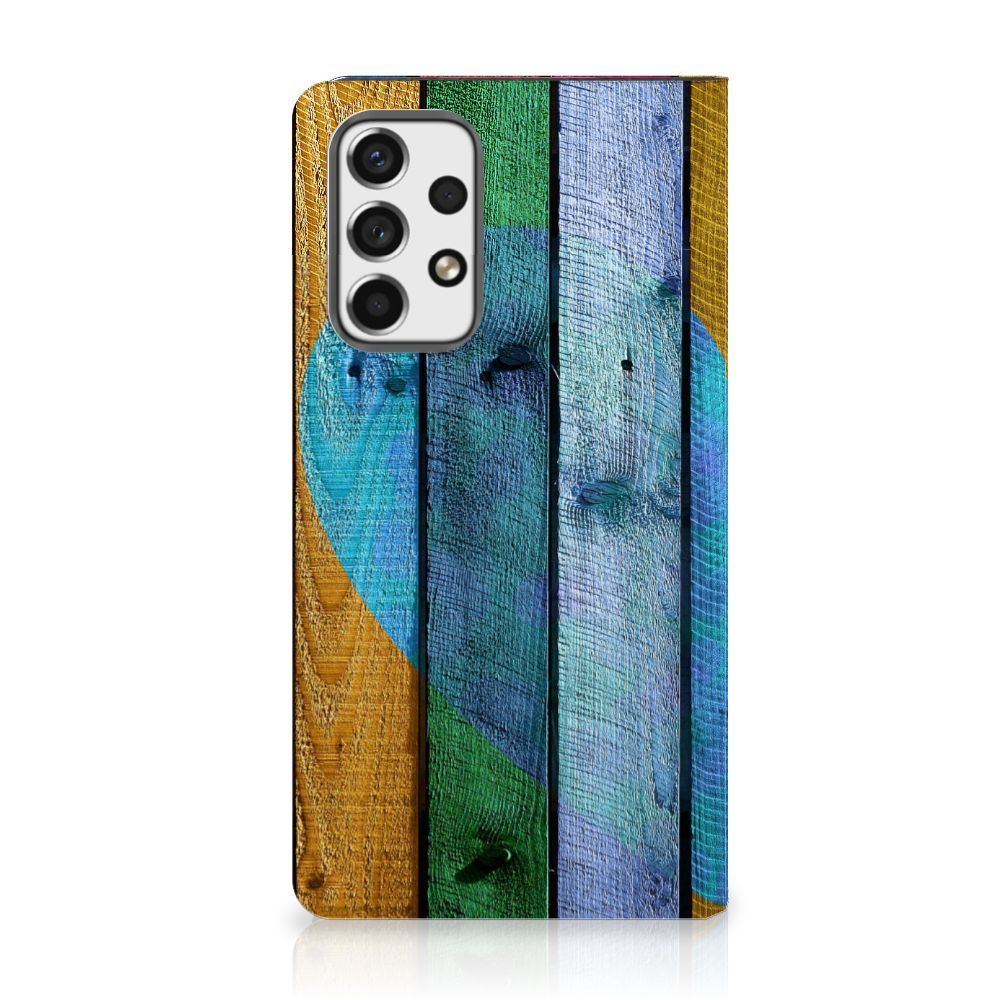 Samsung Galaxy A53 Book Wallet Case Wood Heart - Cadeau voor je Vriend