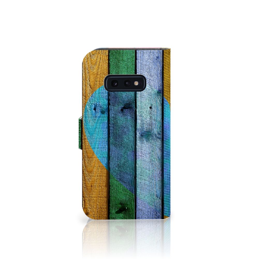 Samsung Galaxy S10e Book Style Case Wood Heart - Cadeau voor je Vriend