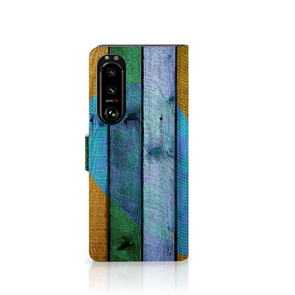 Sony Xperia 5III Book Style Case Wood Heart - Cadeau voor je Vriend