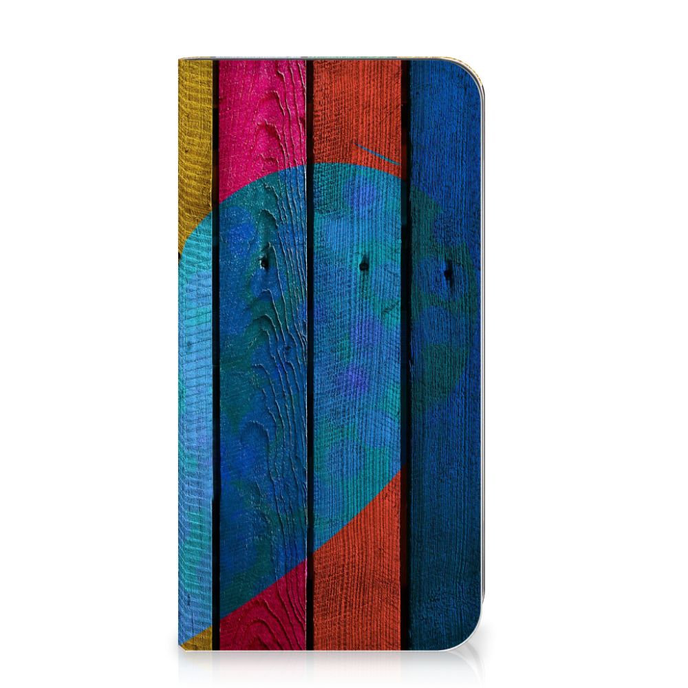 Apple iPhone 11 Pro Max Book Wallet Case Wood Heart - Cadeau voor je Vriend