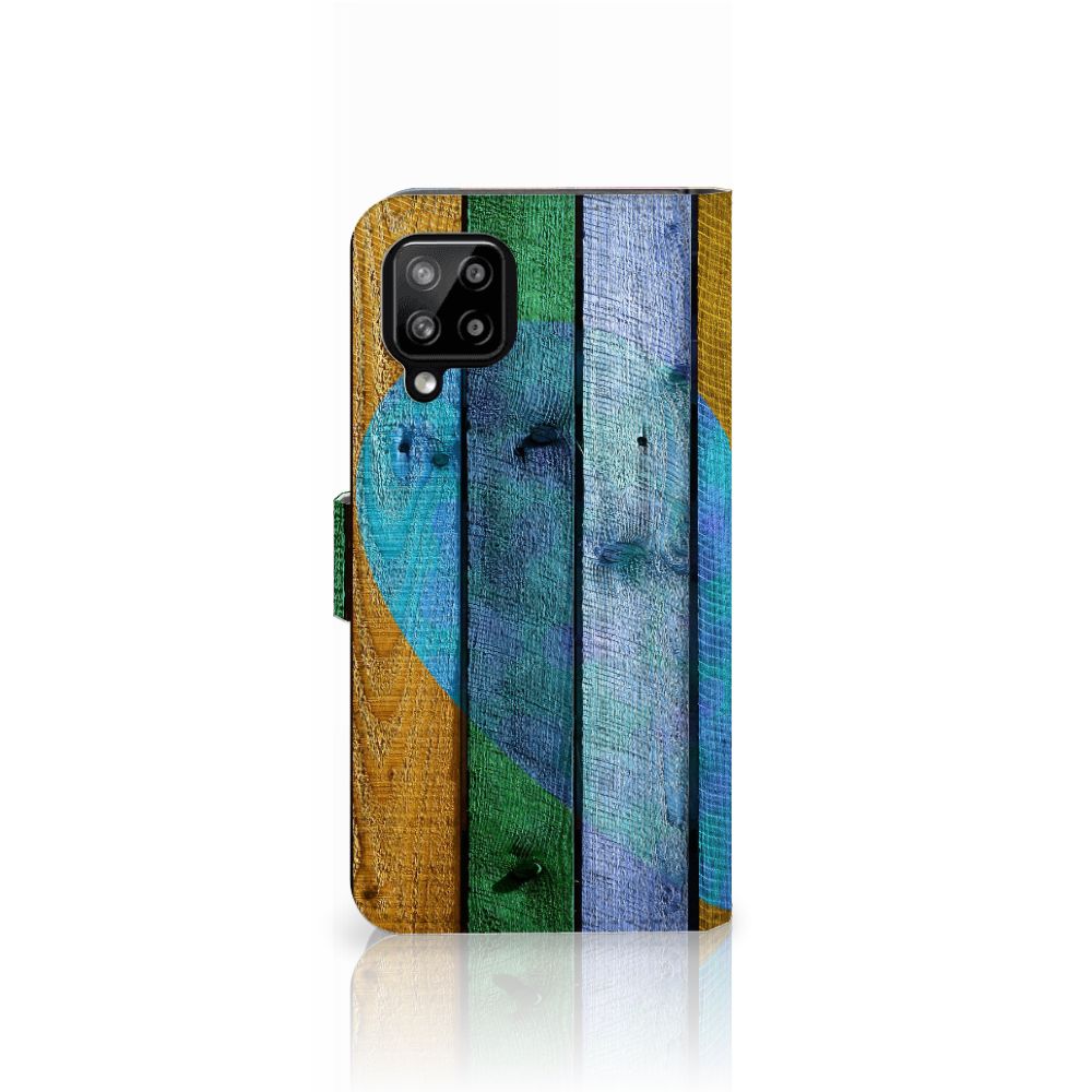 Samsung Galaxy A22 4G | M22 Book Style Case Wood Heart - Cadeau voor je Vriend