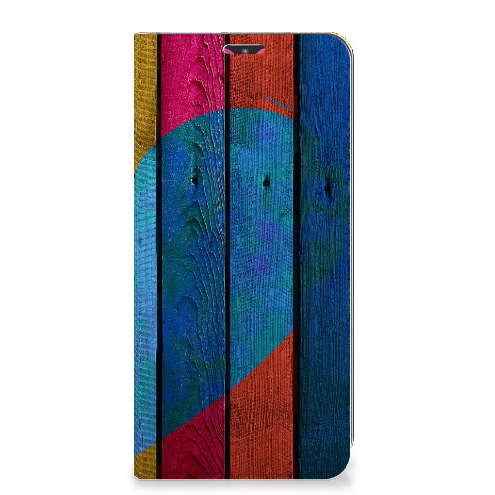 Samsung Galaxy M20 Book Wallet Case Wood Heart - Cadeau voor je Vriend
