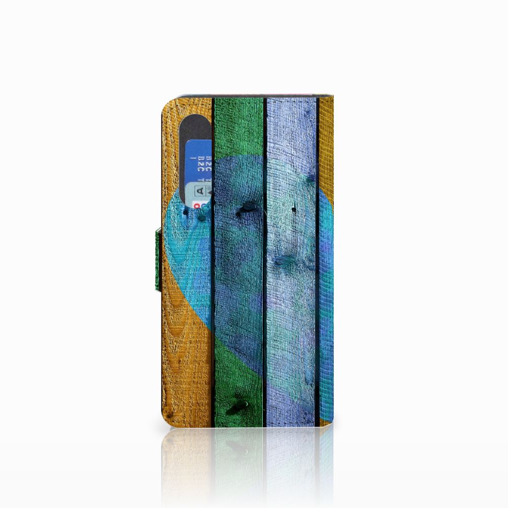 Huawei P30 Book Style Case Wood Heart - Cadeau voor je Vriend