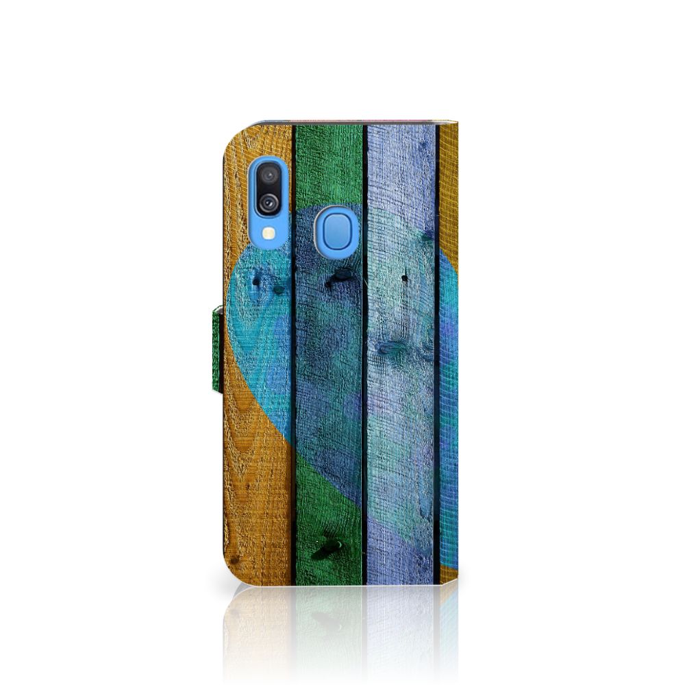 Samsung Galaxy A40 Book Style Case Wood Heart - Cadeau voor je Vriend