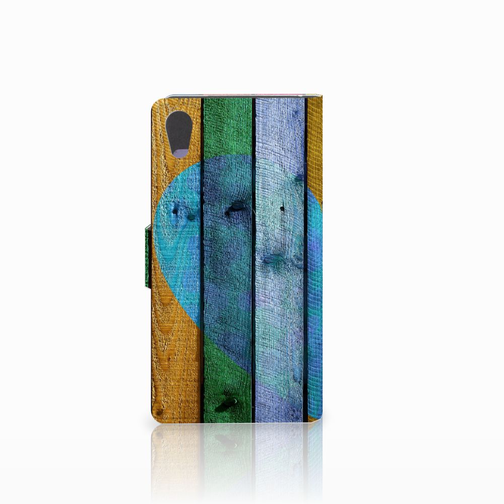 Sony Xperia XA1 Book Style Case Wood Heart - Cadeau voor je Vriend
