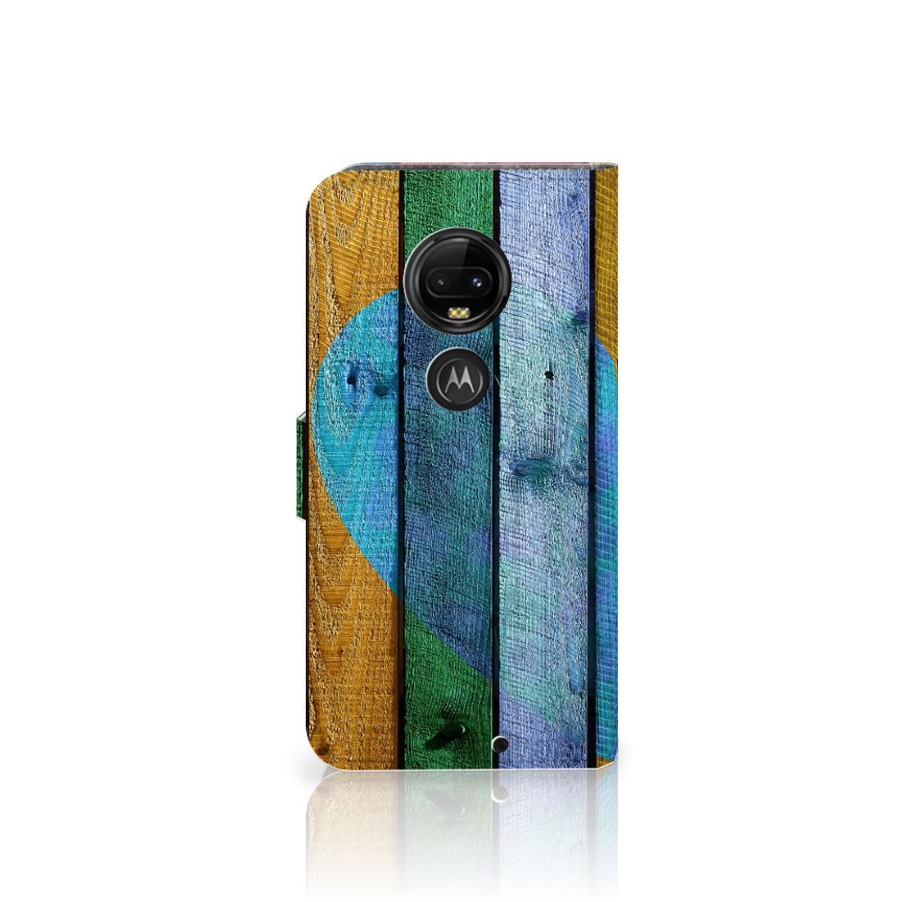 Motorola Moto G7 | G7 Plus Book Style Case Wood Heart - Cadeau voor je Vriend