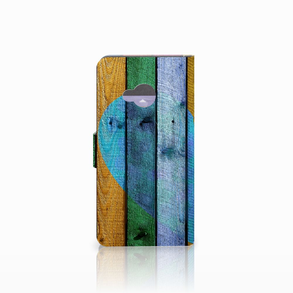 HTC U Play Book Style Case Wood Heart - Cadeau voor je Vriend