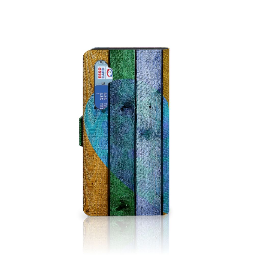 Xiaomi Mi Note 10 Lite Book Style Case Wood Heart - Cadeau voor je Vriend