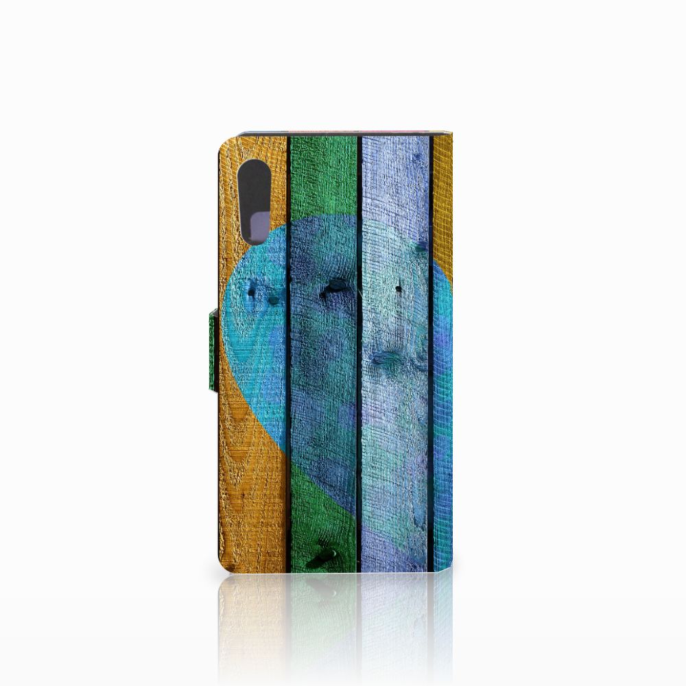 Sony Xperia XZ | Sony Xperia XZs Book Style Case Wood Heart - Cadeau voor je Vriend