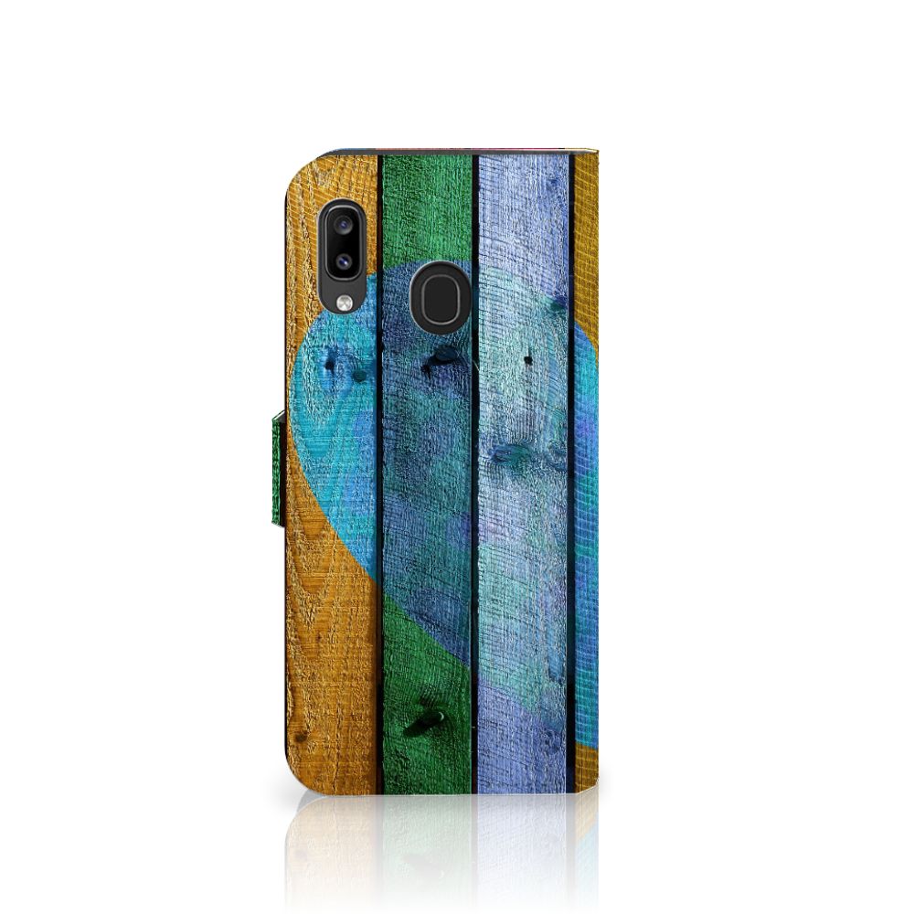 Samsung Galaxy A30 Book Style Case Wood Heart - Cadeau voor je Vriend