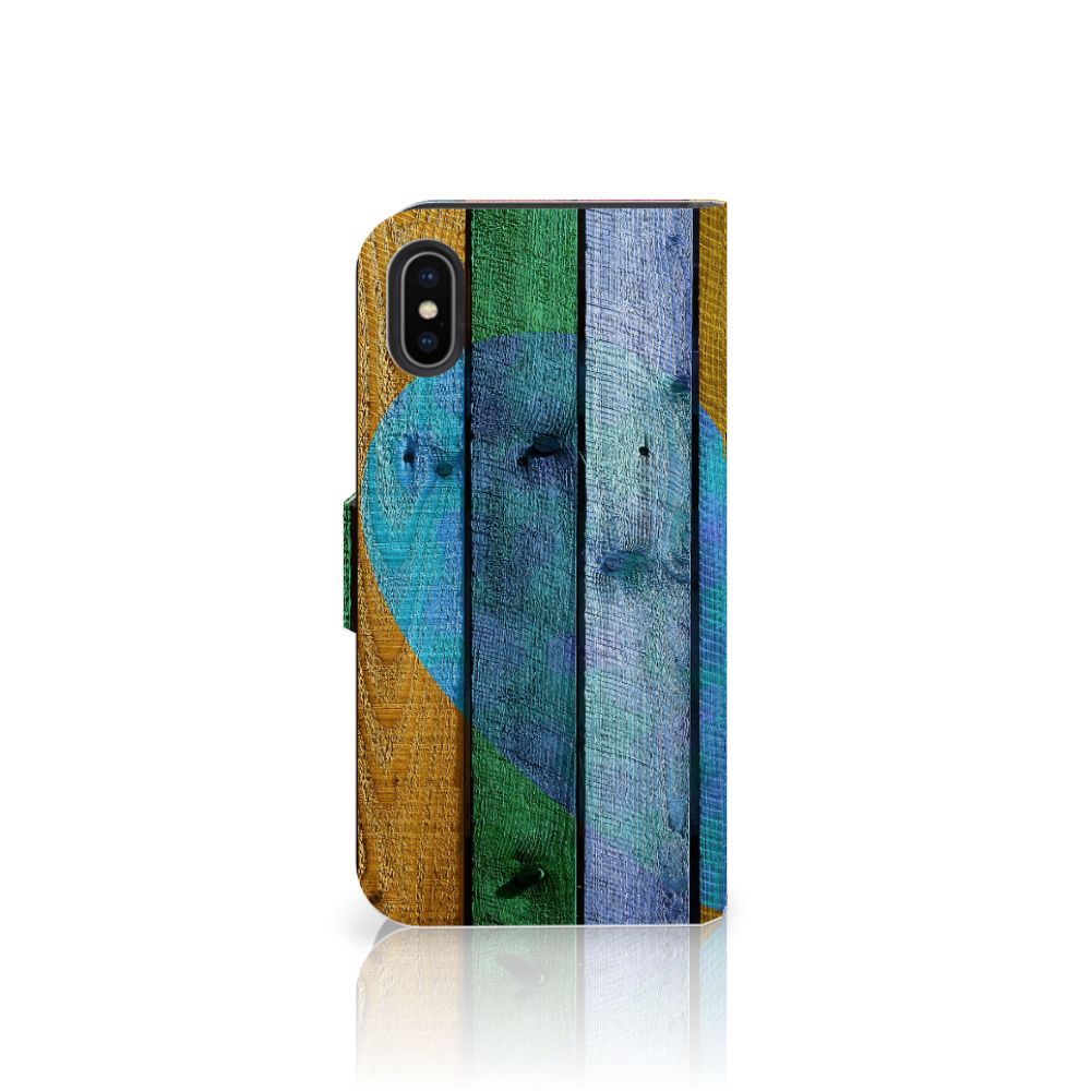 Apple iPhone X | Xs Book Style Case Wood Heart - Cadeau voor je Vriend