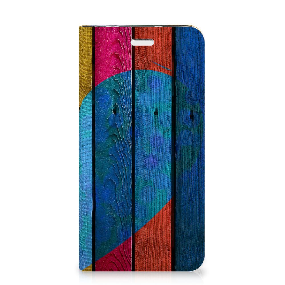 Huawei Y5 2 | Y6 Compact Book Wallet Case Wood Heart - Cadeau voor je Vriend
