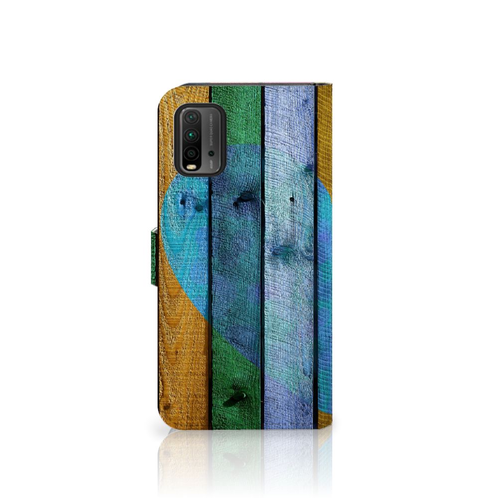 Xiaomi Redmi 9T | Poco M3 Book Style Case Wood Heart - Cadeau voor je Vriend