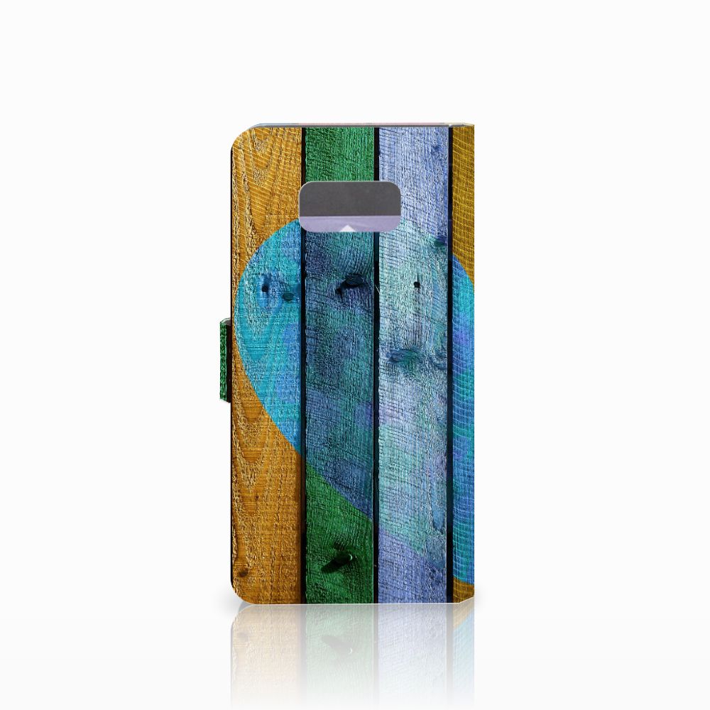 Samsung Galaxy S8 Plus Book Style Case Wood Heart - Cadeau voor je Vriend