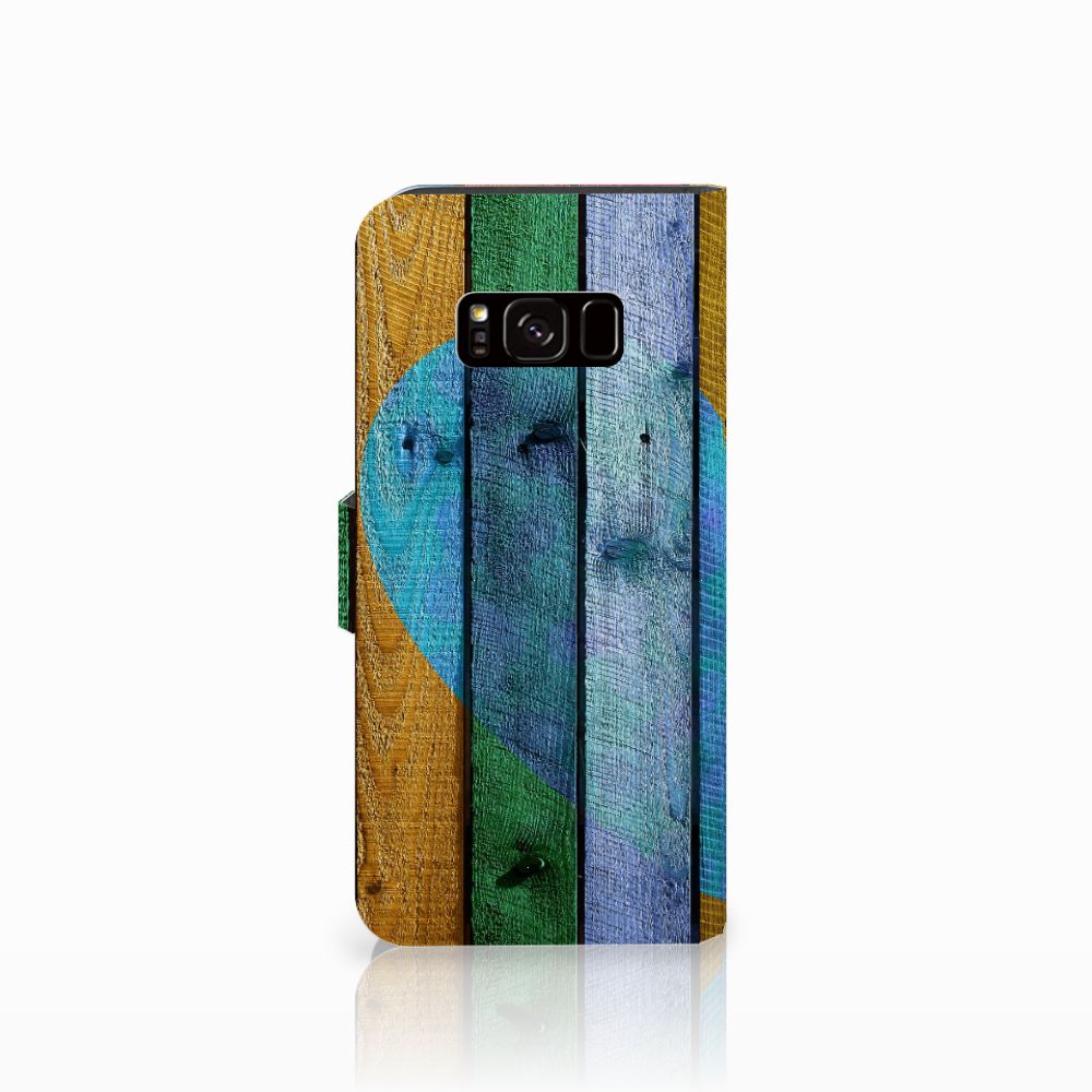 Samsung Galaxy S8 Book Style Case Wood Heart - Cadeau voor je Vriend