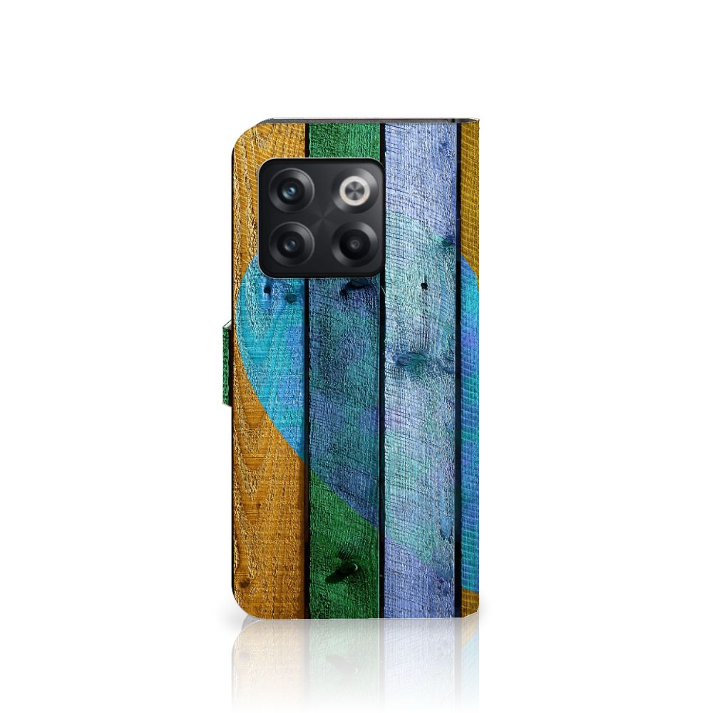 OnePlus 10T Book Style Case Wood Heart - Cadeau voor je Vriend