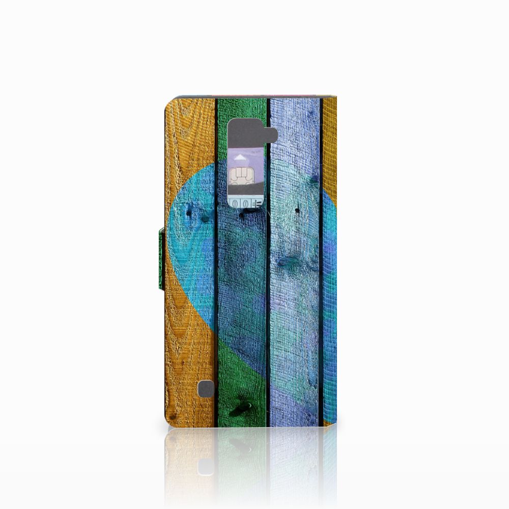 LG K10 2015 Book Style Case Wood Heart - Cadeau voor je Vriend