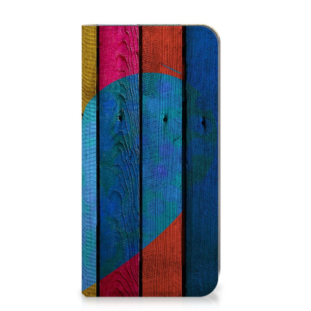 Apple iPhone Xs Max Book Wallet Case Wood Heart - Cadeau voor je Vriend