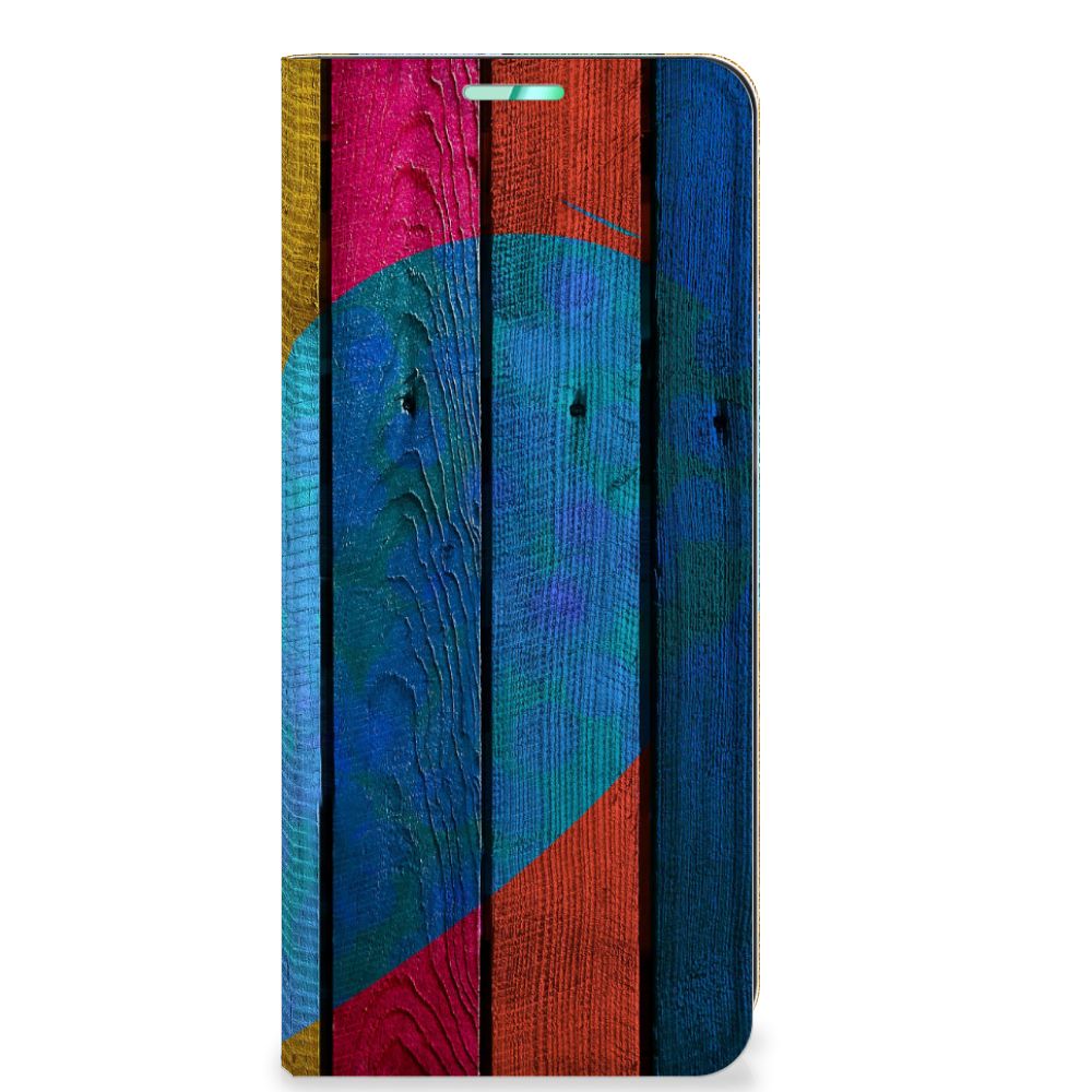 OnePlus 9 Pro Book Wallet Case Wood Heart - Cadeau voor je Vriend