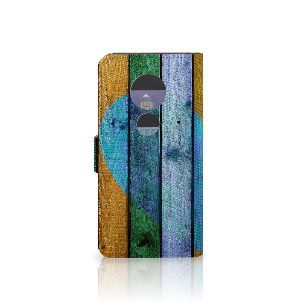 Motorola Moto E5 Play Book Style Case Wood Heart - Cadeau voor je Vriend