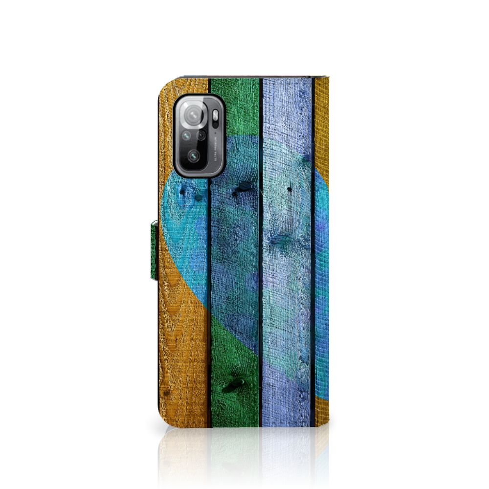 Xiaomi Redmi Note 10/10T 5G | Poco M3 Pro Book Style Case Wood Heart - Cadeau voor je Vriend