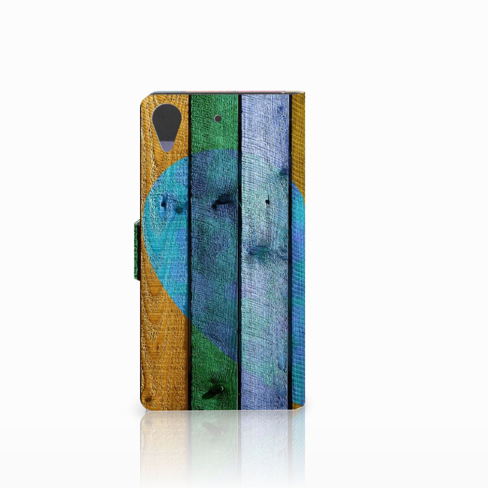HTC Desire 628 Book Style Case Wood Heart - Cadeau voor je Vriend