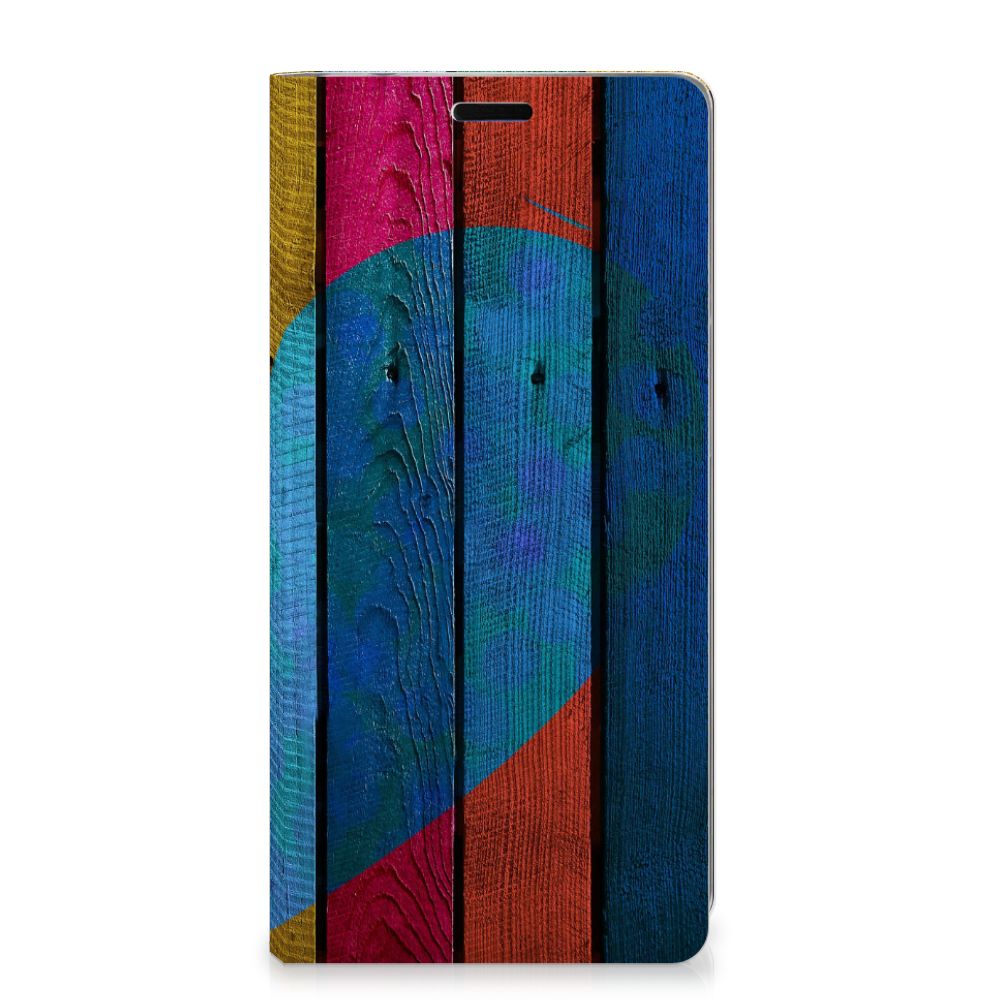 Samsung Galaxy A9 (2018) Book Wallet Case Wood Heart - Cadeau voor je Vriend