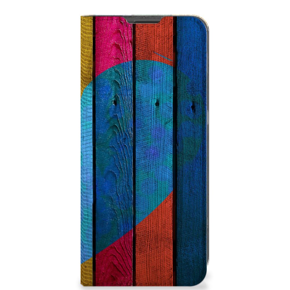 OnePlus 10 Pro Book Wallet Case Wood Heart - Cadeau voor je Vriend