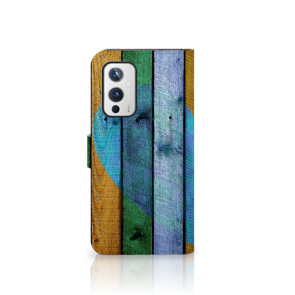 OnePlus 9 Book Style Case Wood Heart - Cadeau voor je Vriend