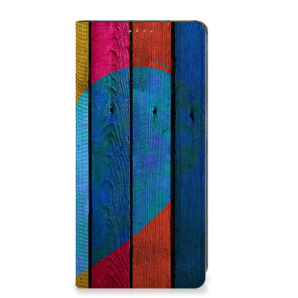 Samsung Galaxy A34 Book Wallet Case Wood Heart - Cadeau voor je Vriend