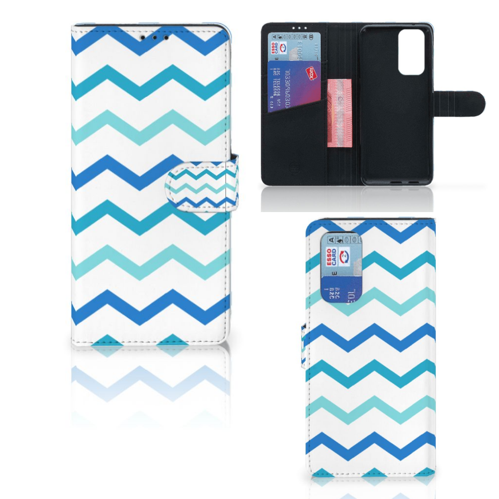 OnePlus 9 Pro Telefoon Hoesje Zigzag Blauw