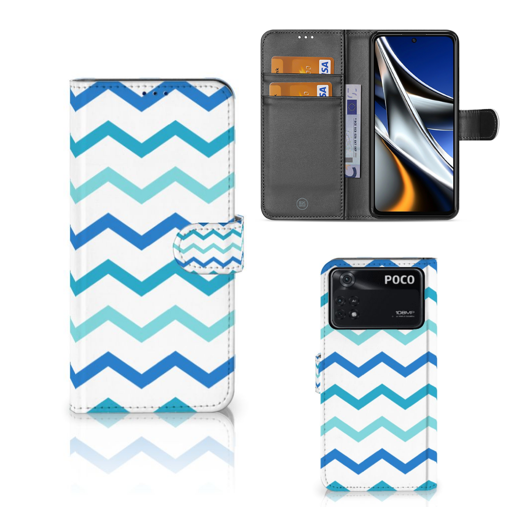 Xiaomi Poco X4 Pro 5G Telefoon Hoesje Zigzag Blauw