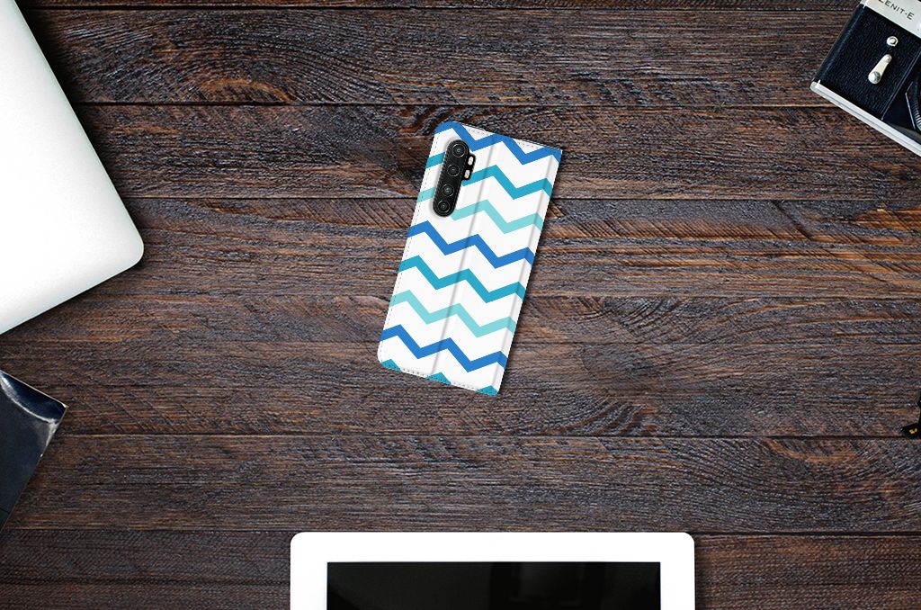 Xiaomi Mi Note 10 Lite Hoesje met Magneet Zigzag Blauw