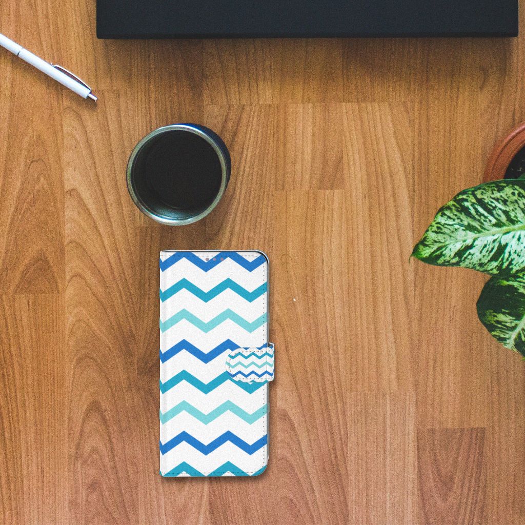 OnePlus 8T Telefoon Hoesje Zigzag Blauw