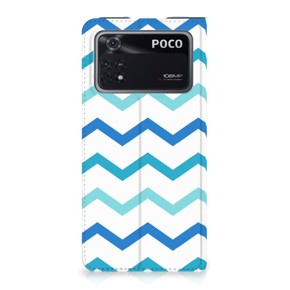 Poco X4 Pro 5G Hoesje met Magneet Zigzag Blauw