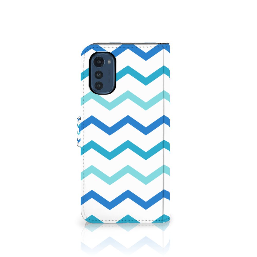 Motorola Moto E32 | Moto E32s Telefoon Hoesje Zigzag Blauw