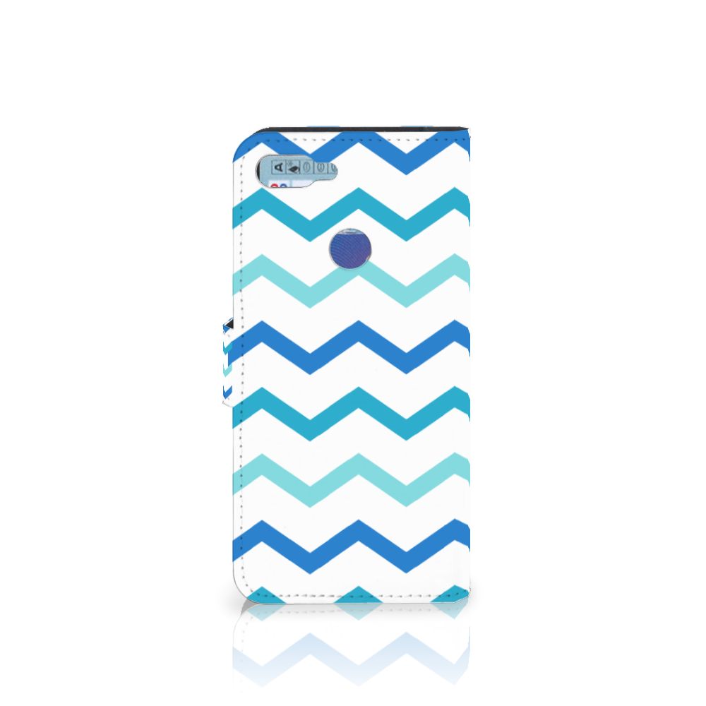 Huawei P Smart Telefoon Hoesje Zigzag Blauw