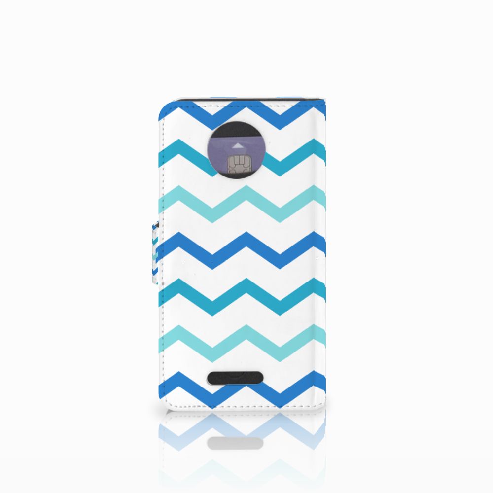 Motorola Moto C Plus Telefoon Hoesje Zigzag Blauw