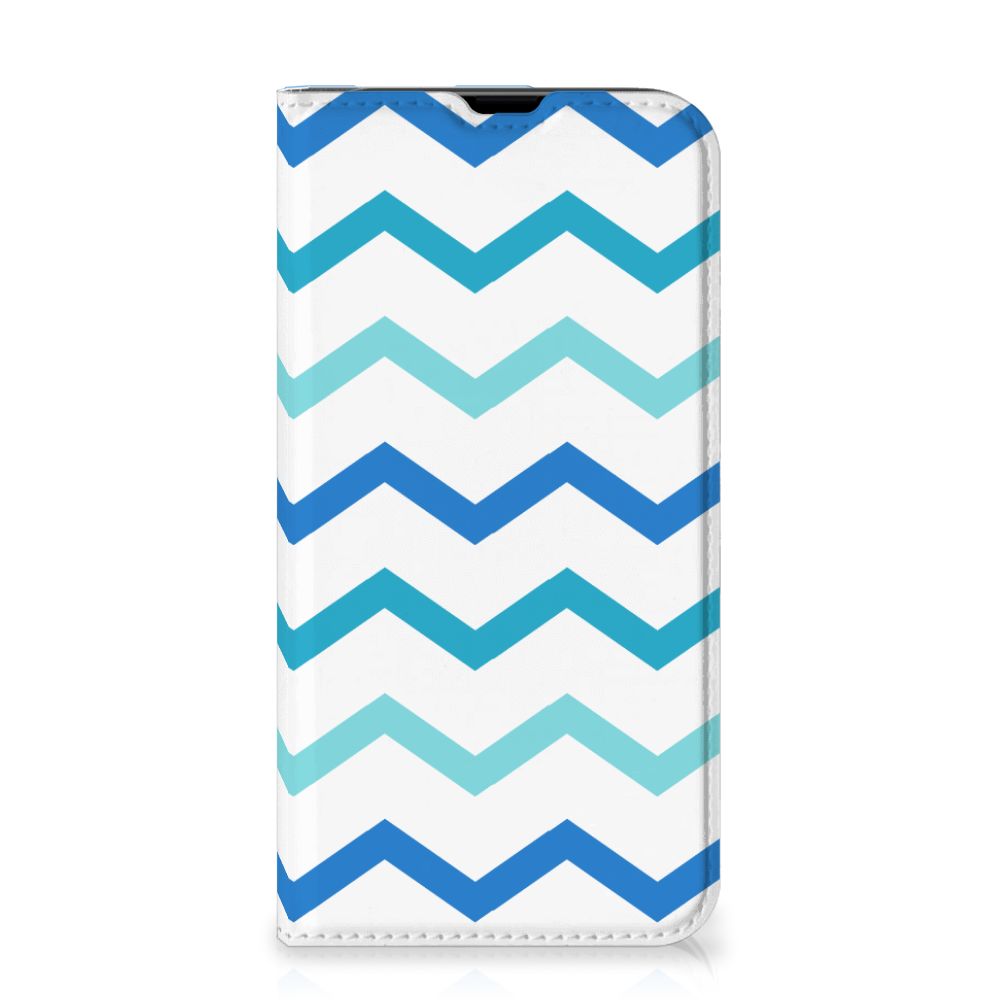 iPhone 13 Pro Hoesje met Magneet Zigzag Blauw