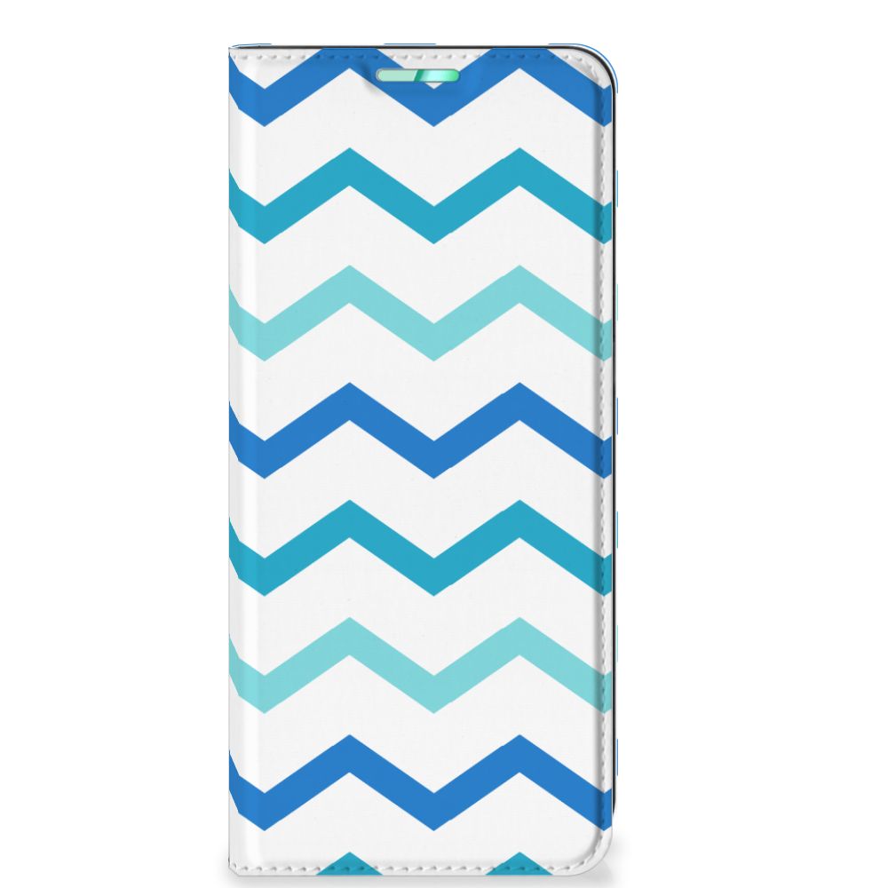 OnePlus 9 Pro Hoesje met Magneet Zigzag Blauw