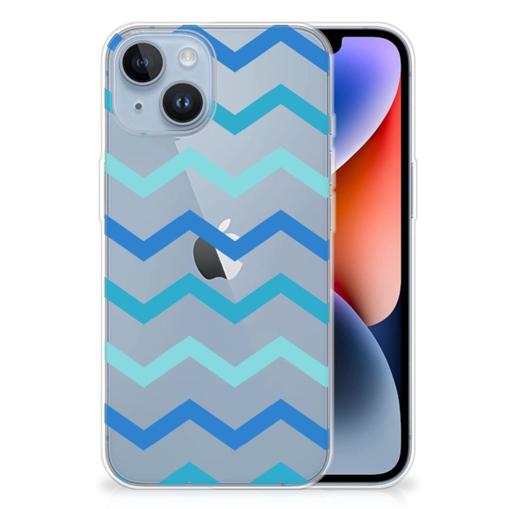 Apple iPhone 14 TPU bumper Zigzag Blauw