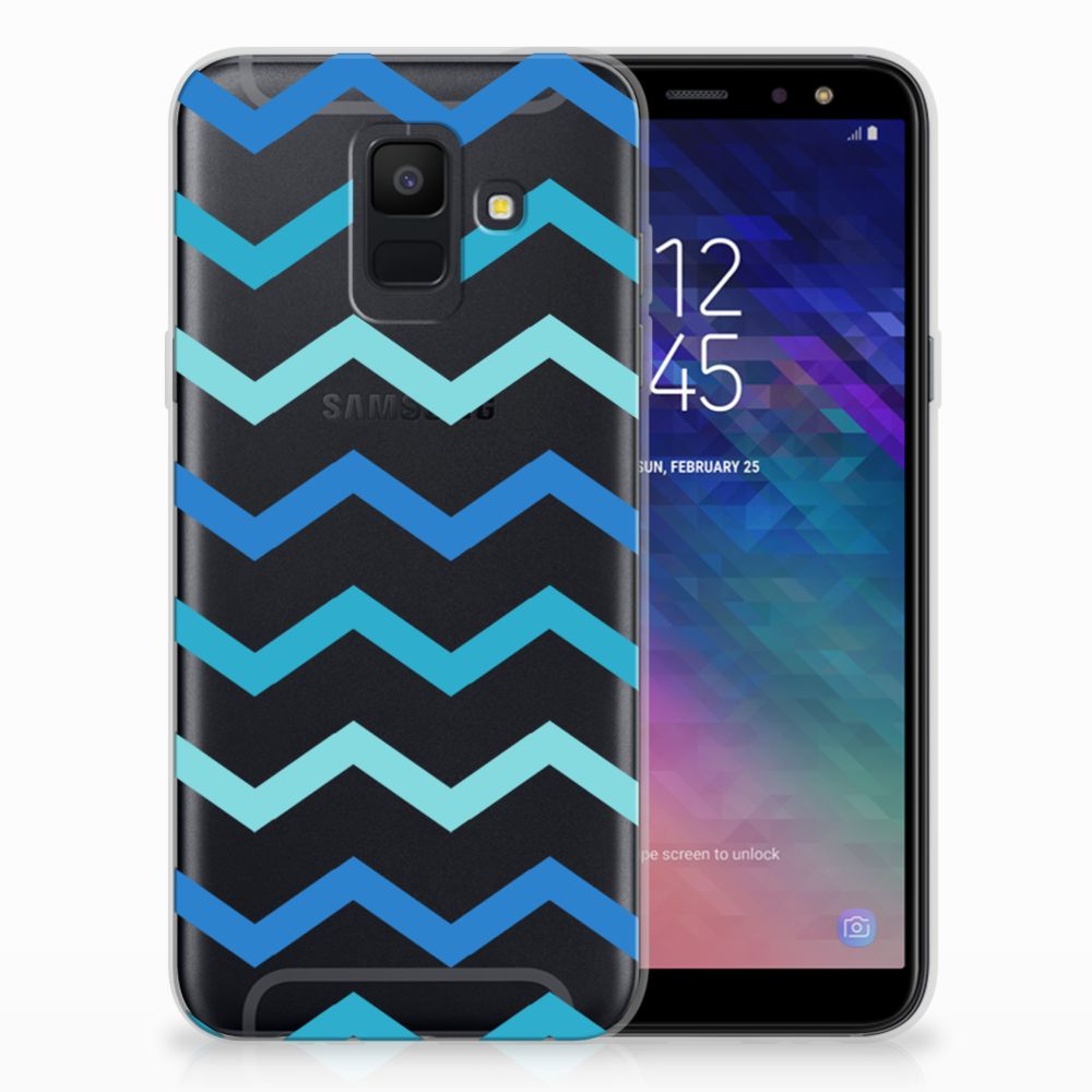 Samsung Galaxy A6 (2018) TPU bumper Zigzag Blauw
