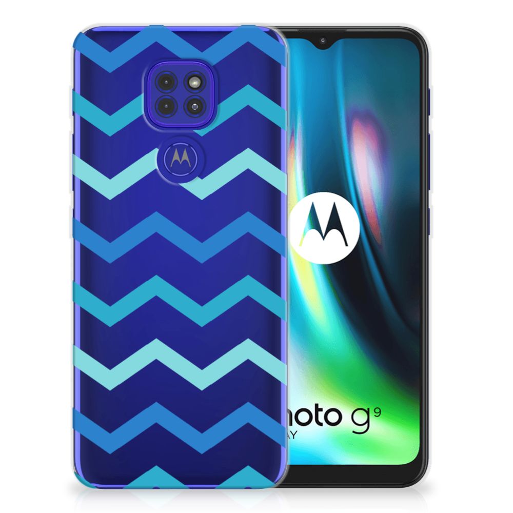 Motorola Moto G9 Play | E7 Plus TPU bumper Zigzag Blauw