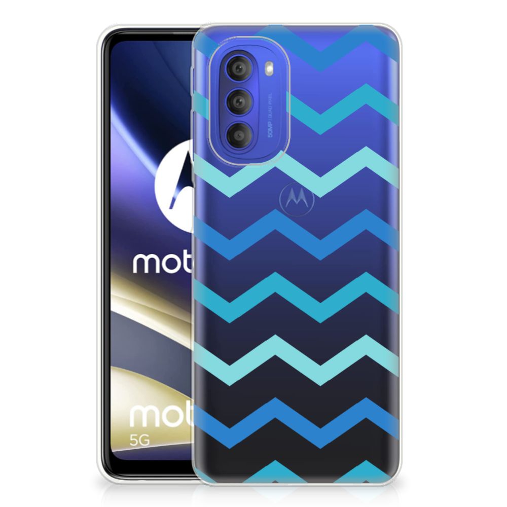 Motorola Moto G51 5G TPU bumper Zigzag Blauw