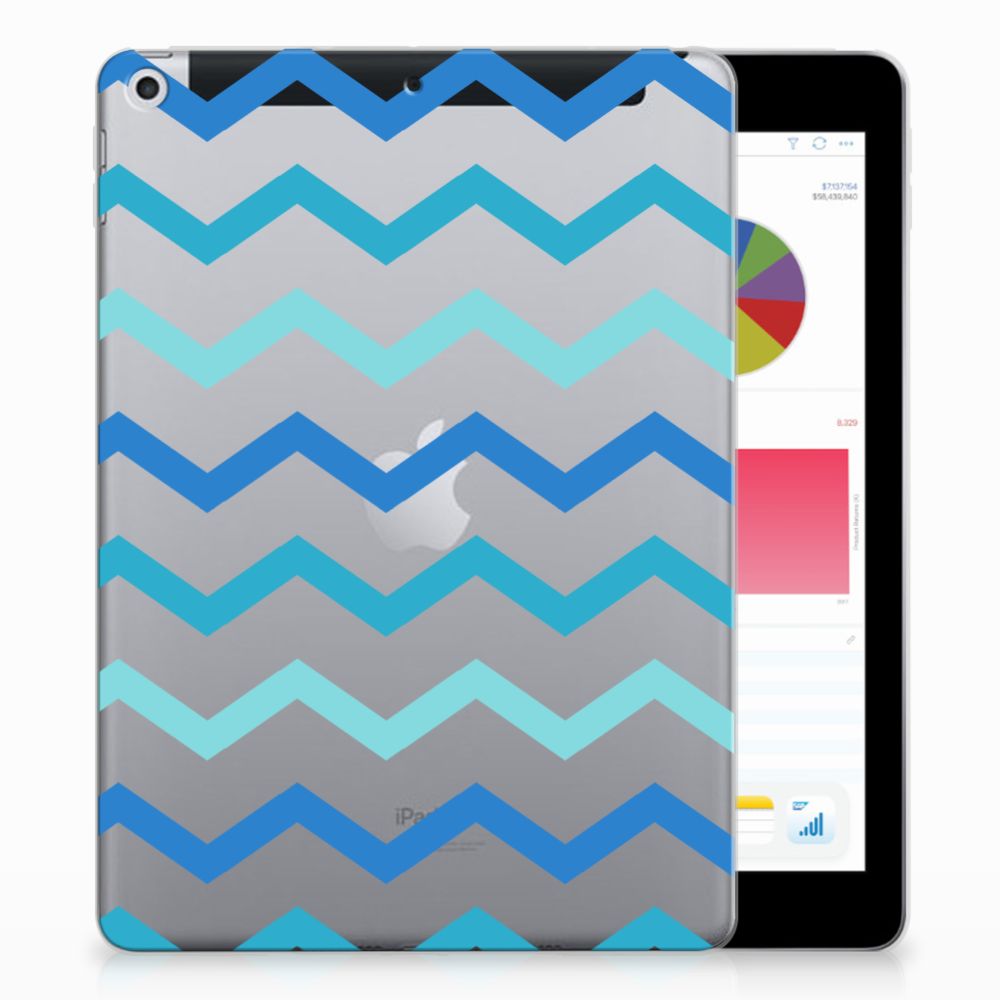 Apple iPad 9.7 2018 | 2017 Uniek Tablethoesje Zigzag Blauw