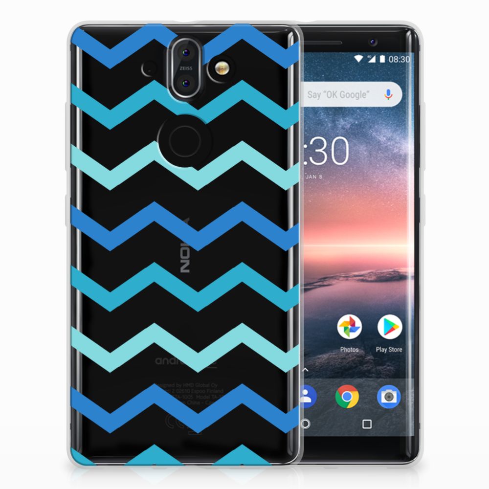 Nokia 9 | 8 Sirocco TPU bumper Zigzag Blauw