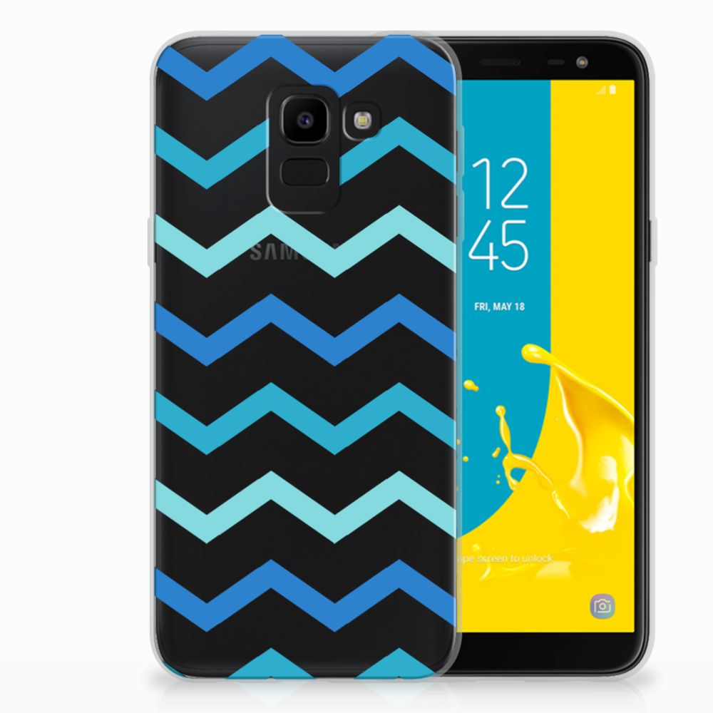 Samsung Galaxy J6 2018 TPU bumper Zigzag Blauw