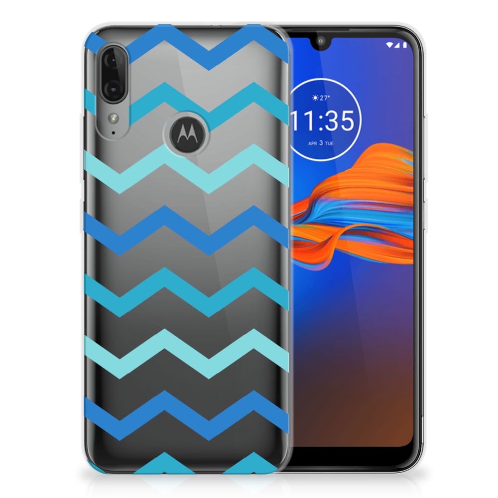 Motorola Moto E6 Plus TPU bumper Zigzag Blauw